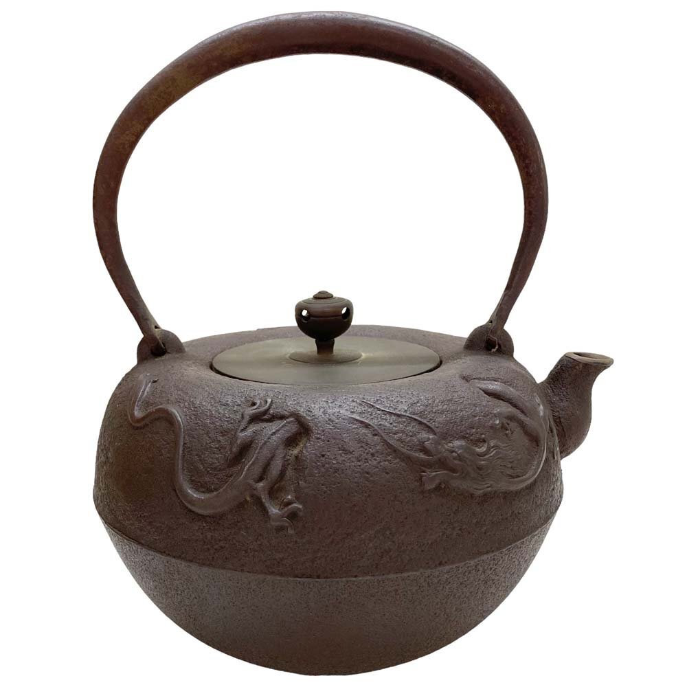 24-1466 龍盛堂 鉄瓶 雲龍紋 やかん 約1660g 茶道具 茶器 骨董品 工芸品 民芸品 鉄器 インテリア アンティーク_画像1