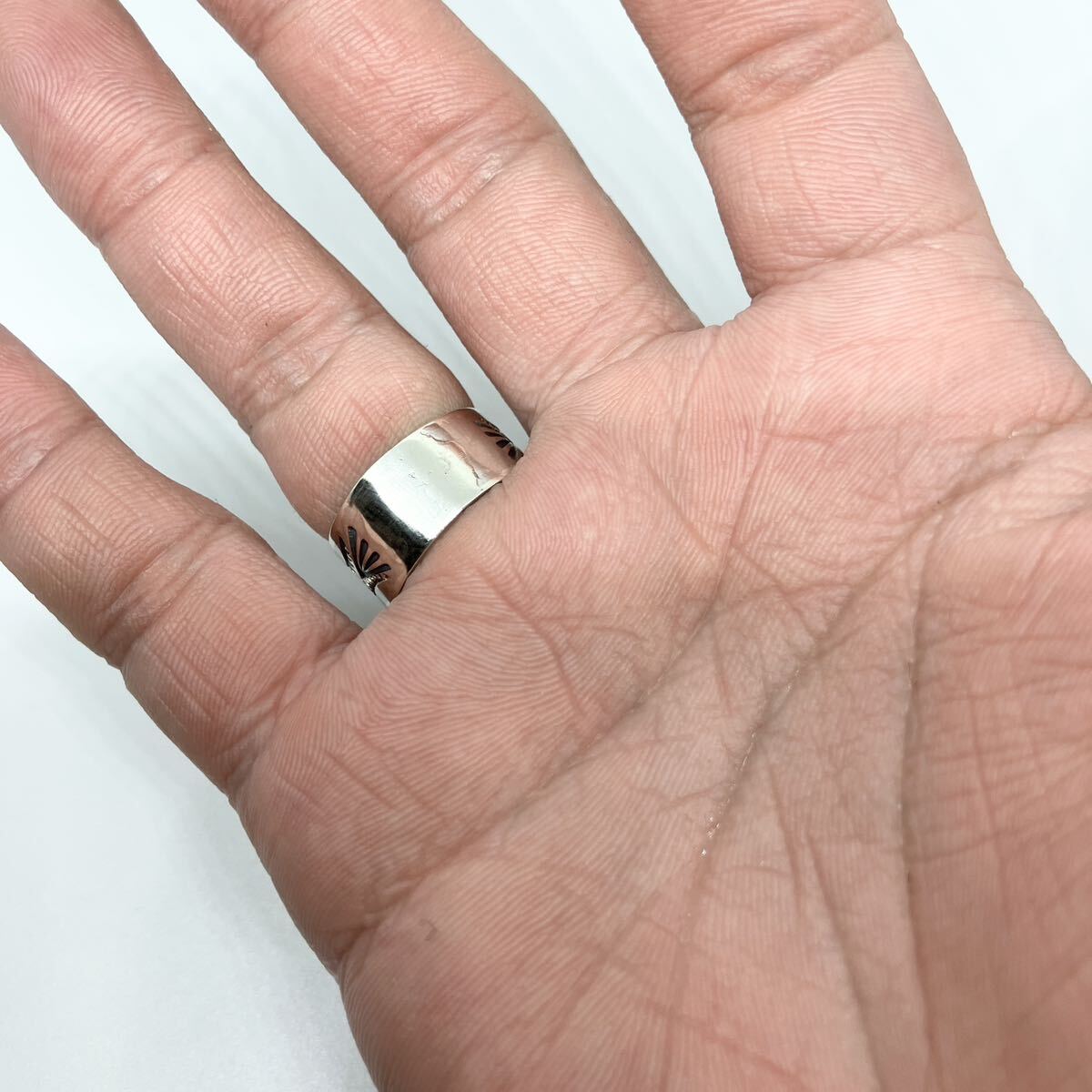 silver950 штамп Work кольцо серебряное кольцо 18 номер # индеец ювелирные изделия коренные американцы n Navajo группа Sterling 925