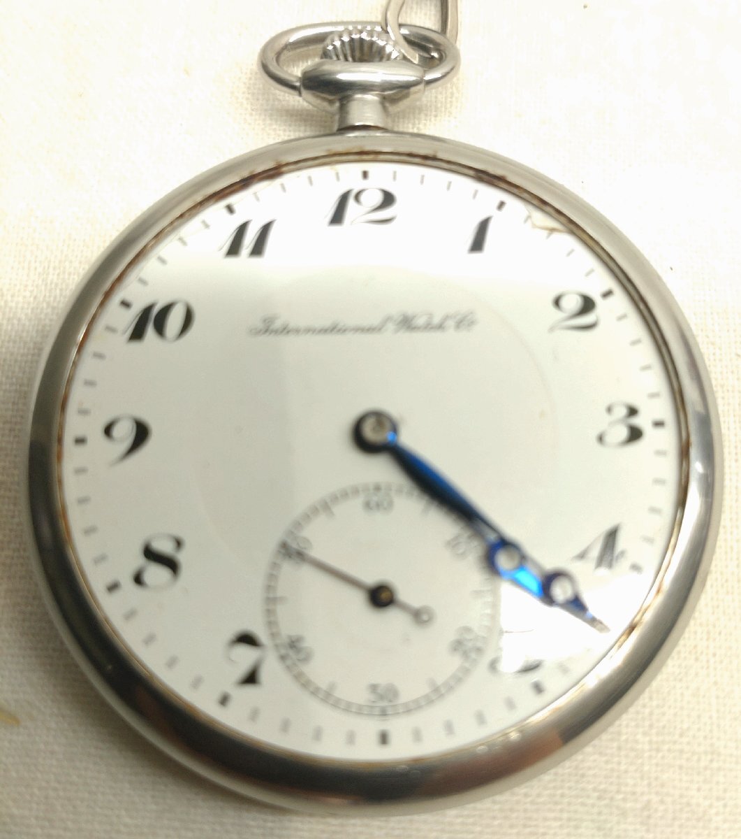 【訳アリ品】International Watch Co. インターナショナルウォッチカンパニー スモセコ 琺瑯文字盤 手巻き 1910年代頃 稼働品 風防無の画像1