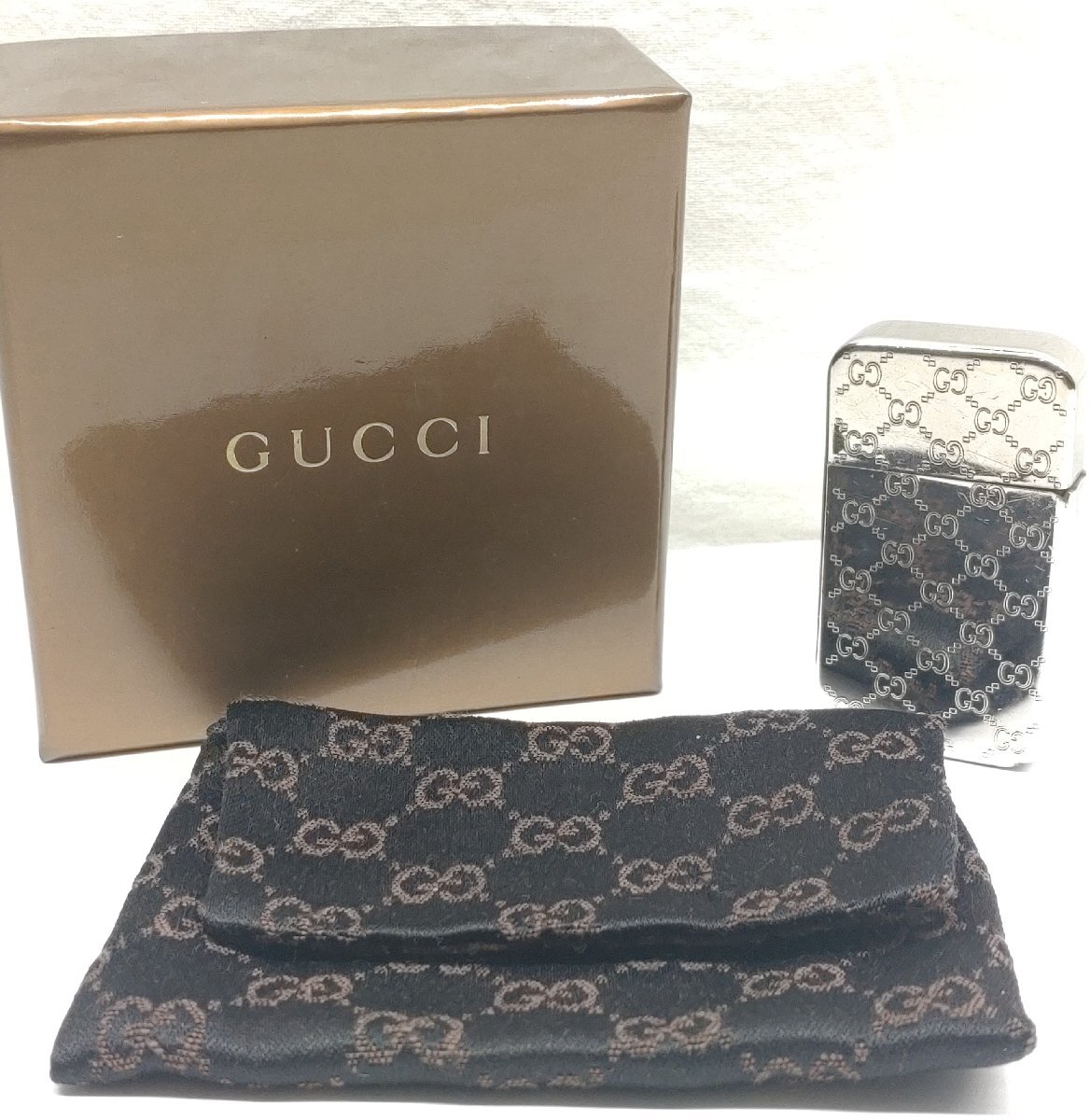 【火花確認・清掃済】GUCCI グッチ ガスライター 箱・布袋付の画像1