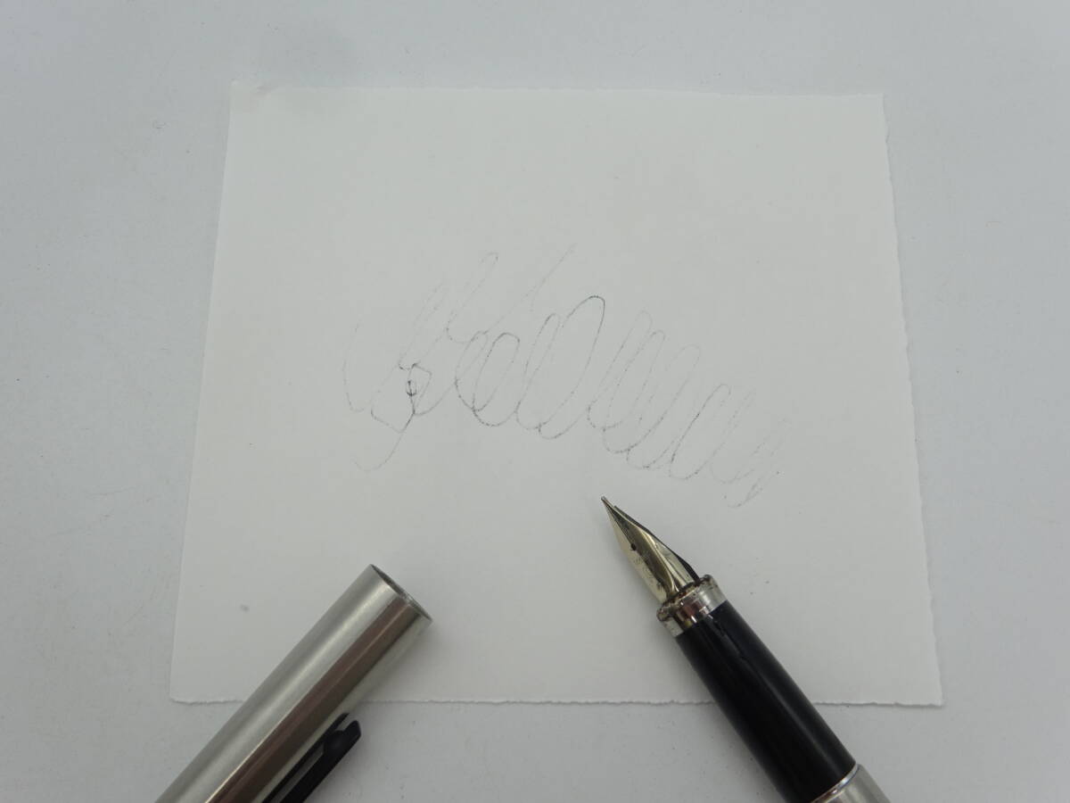 ☆ペン先14K-WG☆ #25916 PLATINUM/プラチナ 万年筆 筆記確認〇インクほぼなし ブラック×シルバー_画像10