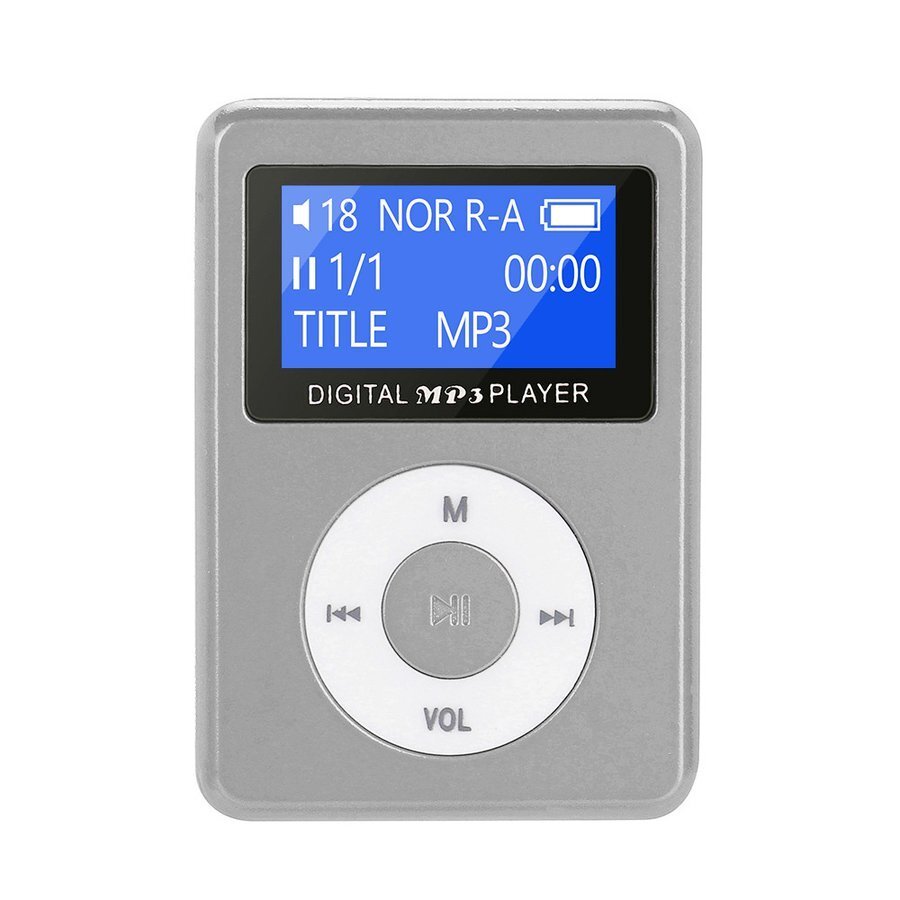 【シルバー】新品 長方形 スピーカー内蔵 液晶画面付き MP3 音楽 プレイヤー SDカード式_画像1
