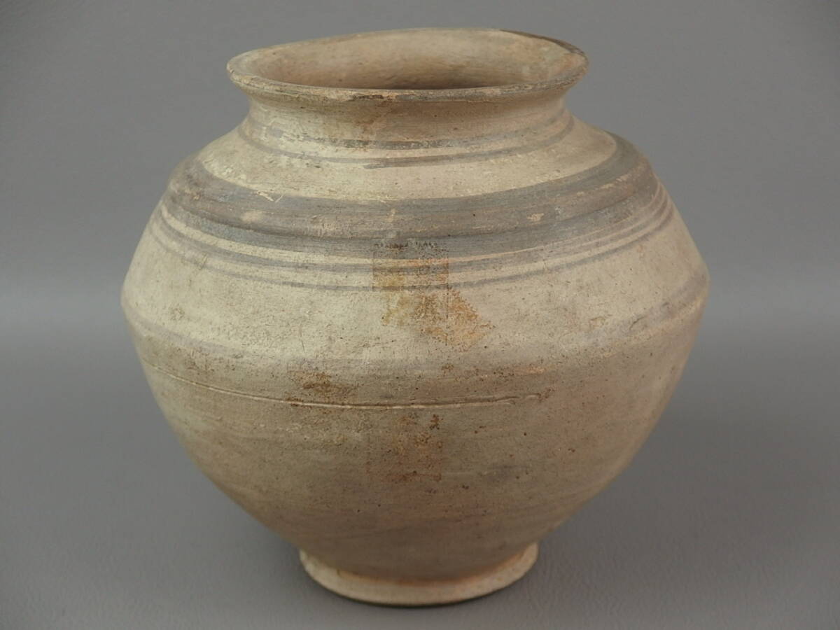 ★決算特価商品★ 骨董・茶道具】☆古い 土器 古代イラン加彩輪線文壷 イラン イスラム陶器