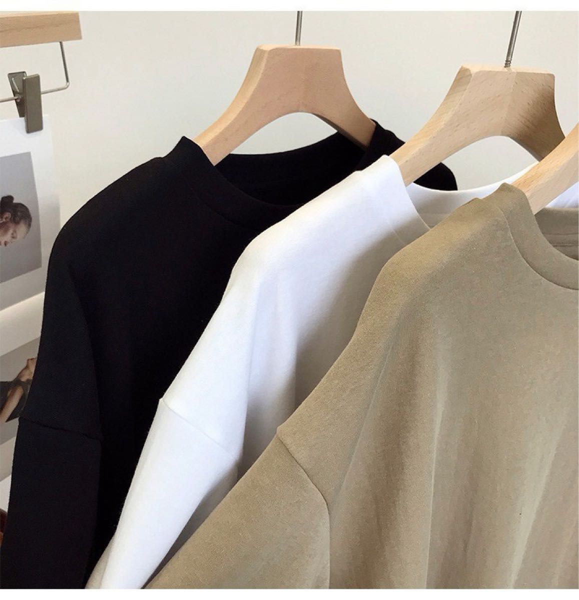 新品　レディース　デザイン　トップス　L カーキ　背中開き　Tシャツ　カットソー  可愛い　シンプル　韓国　無地　クルーネック