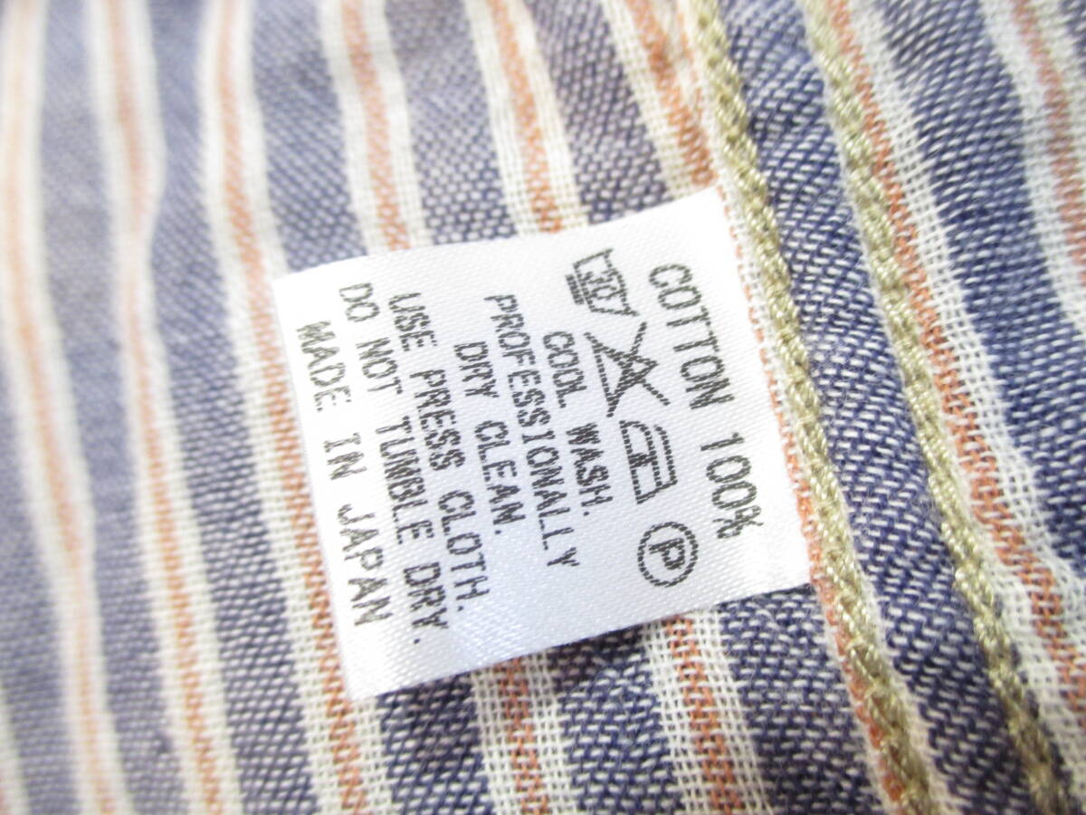 [ Fellows ] long sleeve double gauze shirt * check pattern ( reverse side is stripe ) made in Japan *MD/38