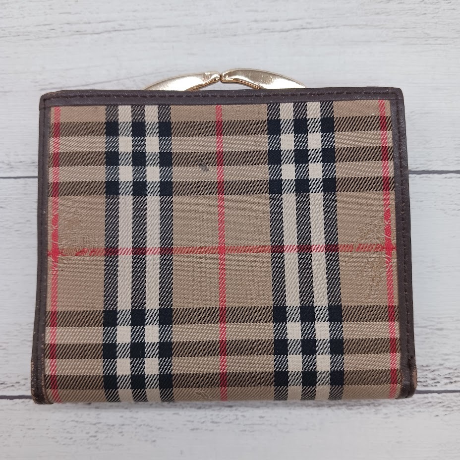 OLD Burberrys オールド バーバリー がま口 二つ折り財布 ウォレットブラウン バーバリーチェック ノバチェック ホースマーク OLD Burberrys オールド バーバリー がま口 二つ折り財布 ウォレットブラウン バーバリーチェック ノバチェック ホースマーク