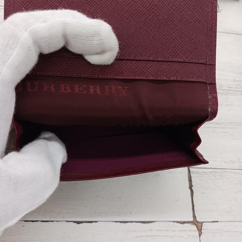 BURBERRY バーバリー カードケース ノバチェック ボルドー 二つ折り _画像6