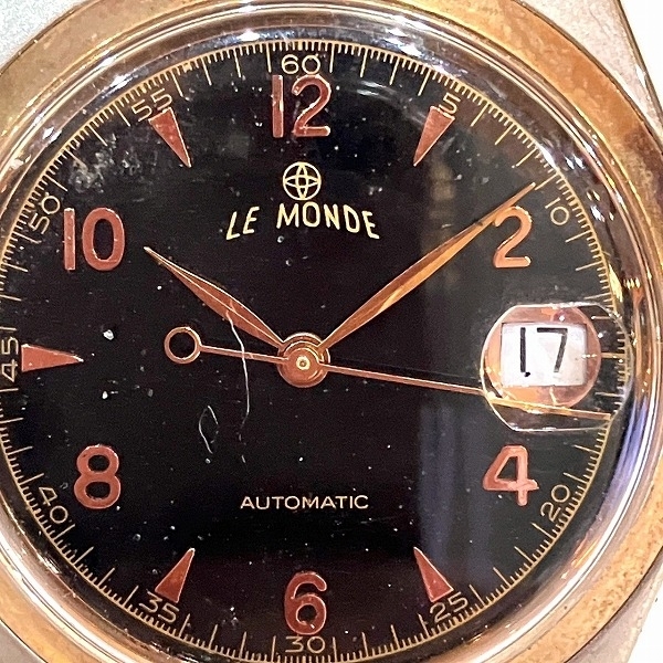 ル・モンド 自動巻 裏スケルトン ゴールド デイト表示 25JEWELS 時計 腕時計 メンズ☆0321_画像4