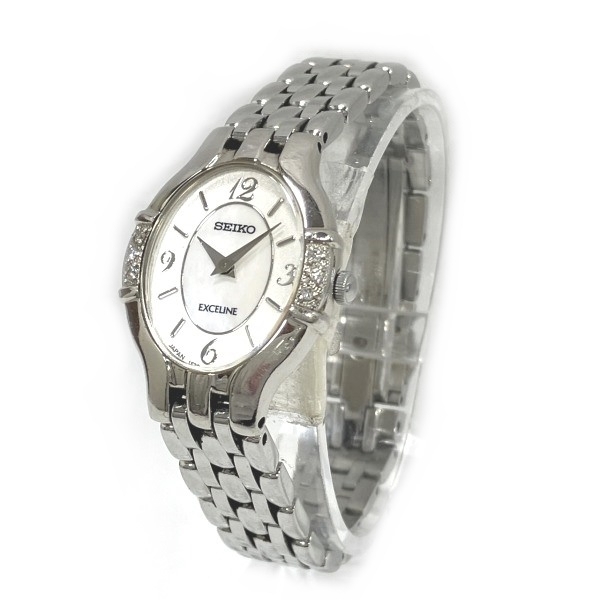  Seiko Exceline 1F20-0AW0 6P бриллиант кварц часы наручные часы женский *0306