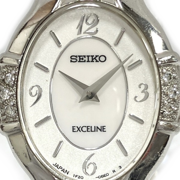  Seiko Exceline 1F20-0AW0 6P бриллиант кварц часы наручные часы женский *0306