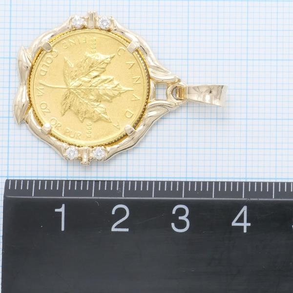 メイプルリーフ 1/4oz 1/4オンス コイン 金貨 K24YG 14K YG ペンダントトップ ジルコニア 総重量約11.4g 中古☆0338_画像4