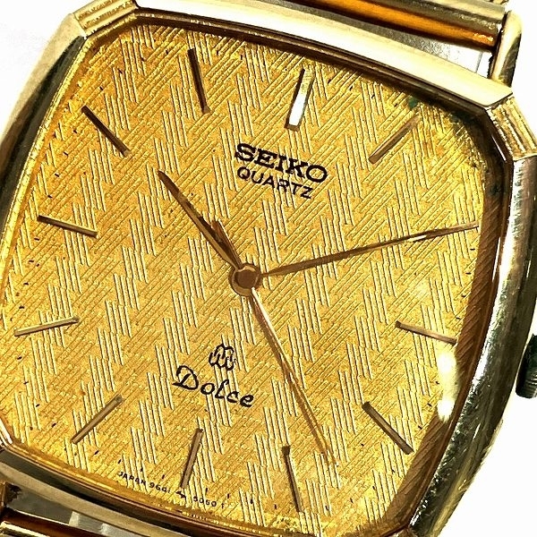 1 иен ~ нет максимальной ставки Seiko Dolce 9641-5050 кварц Gold часы наручные часы мужской *0320