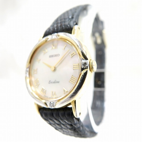  Seiko Exceline 4N20-0370 кварц часы наручные часы женский оправа diamond *0306