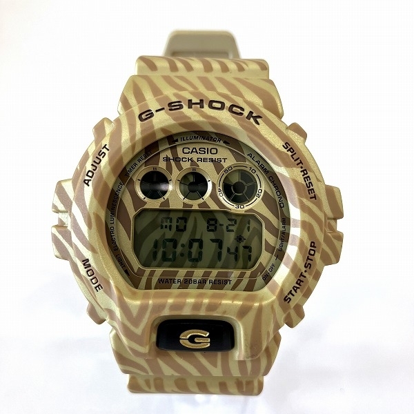 カシオ G-SHOCK DW-6900ZB クォーツ ゼブラ カモフラージュ ゴールド 時計 腕時計 メンズ 美品☆0341_画像1