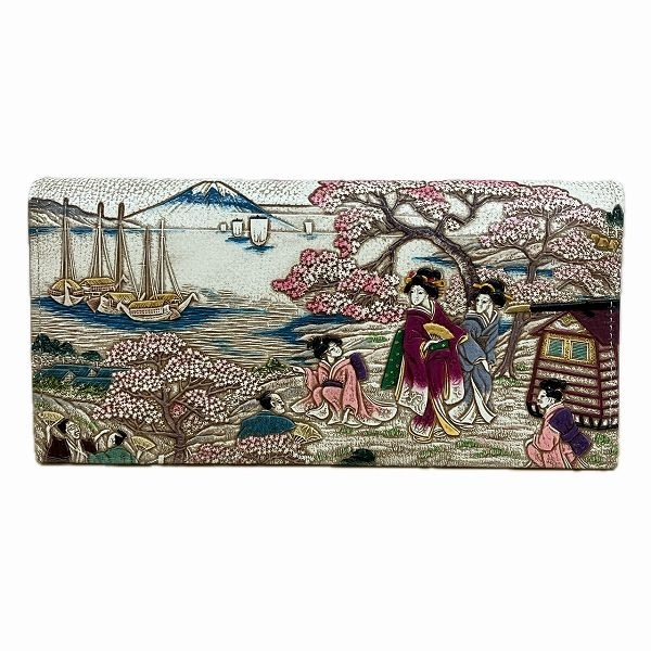 文庫屋大関 浮世絵 御殿山 束入れ 2つ折り財布 長財布 レディース 美品☆0302_画像9