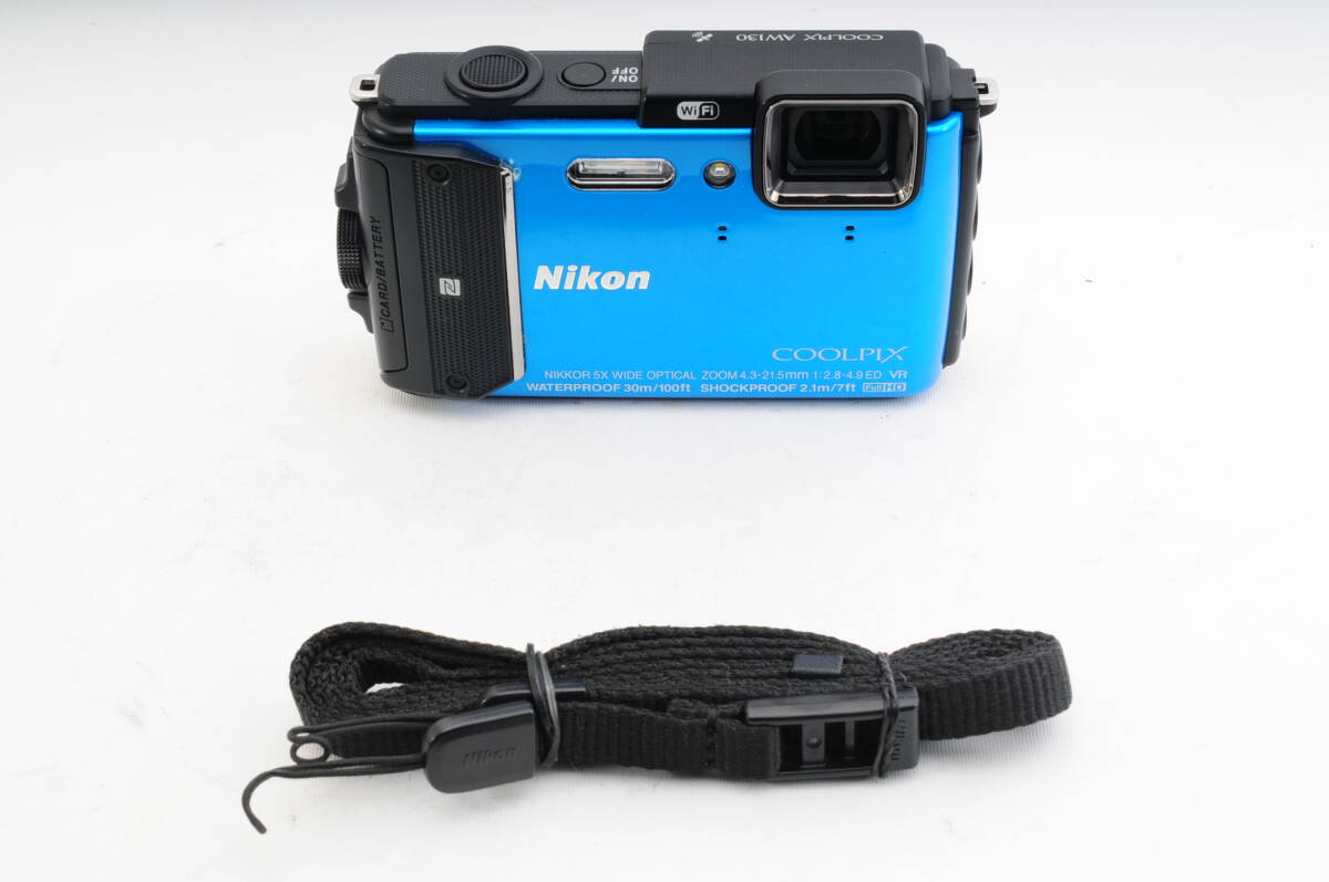 ★人気品★ Nikon ニコン COOLPIX クールピクス AW130 コンパクトデジタルカメラ 防水カメラ ブルー#281.60_画像1