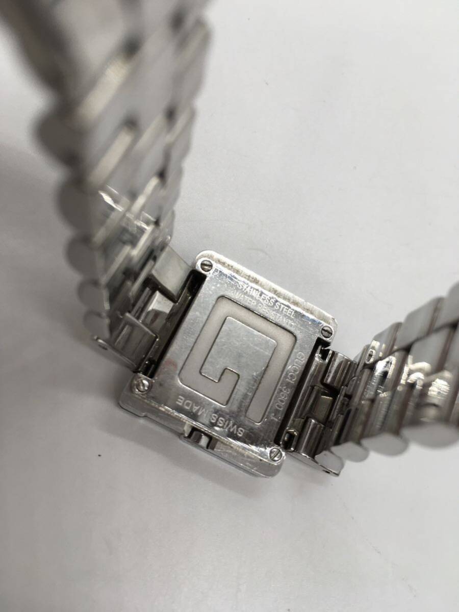 1円【稼働GUCCI Gウォッチ】腕時計 スクウェア G ウォッチ フェイス クォーツ ブラック グッチ 3600J 時計 シルバー の画像8