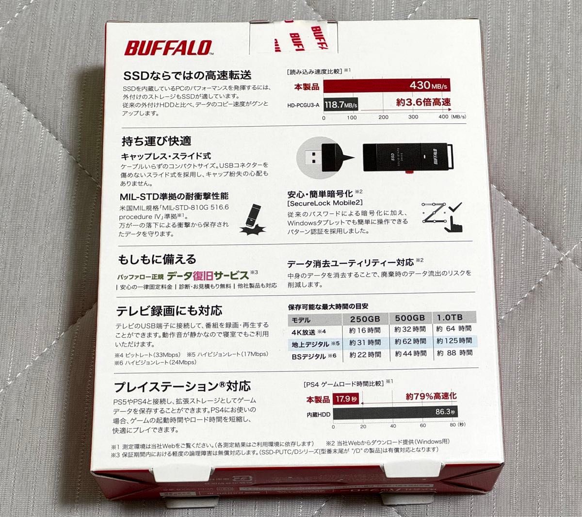 BUFFALO SSD-PUT1.0U3BC/D (USB3.2 Gen1 外付SSD 1TB) スティック型SSD