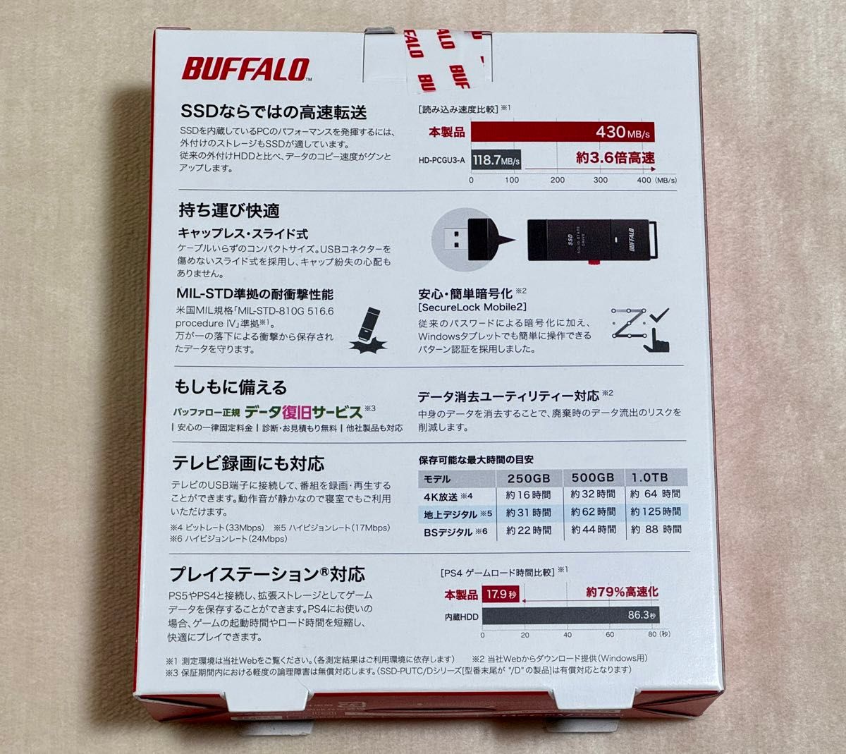 BUFFALO SSD-PUT1.0U3BC/D (USB3.2 Gen1 外付SSD 1TB) スティック型SSD