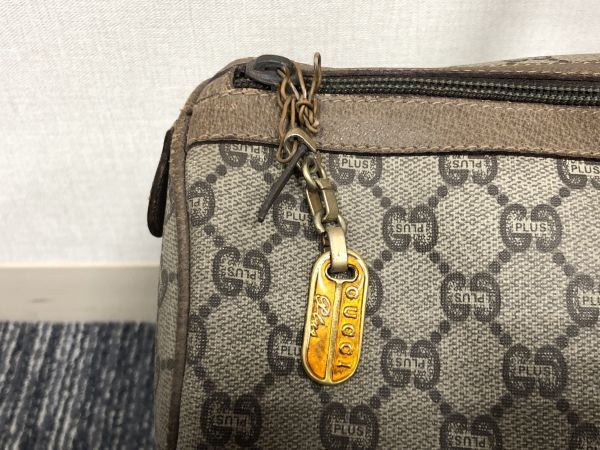 1円～ GUCCI グッチ オールドグッチ GGプラス ボストンバッグ ハンドバッグ PVC レザー ※ファスナー不良の画像7