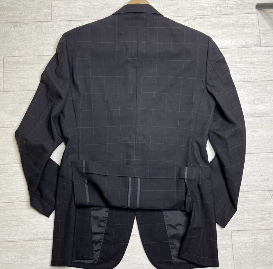 1円〜 希少/廃盤 BURBERRY BLACK LABEL バーバリーブラックレーベル スーツ セットアップ ブラック 2B シンプル 170 38R 大きいサイズ Lの画像4