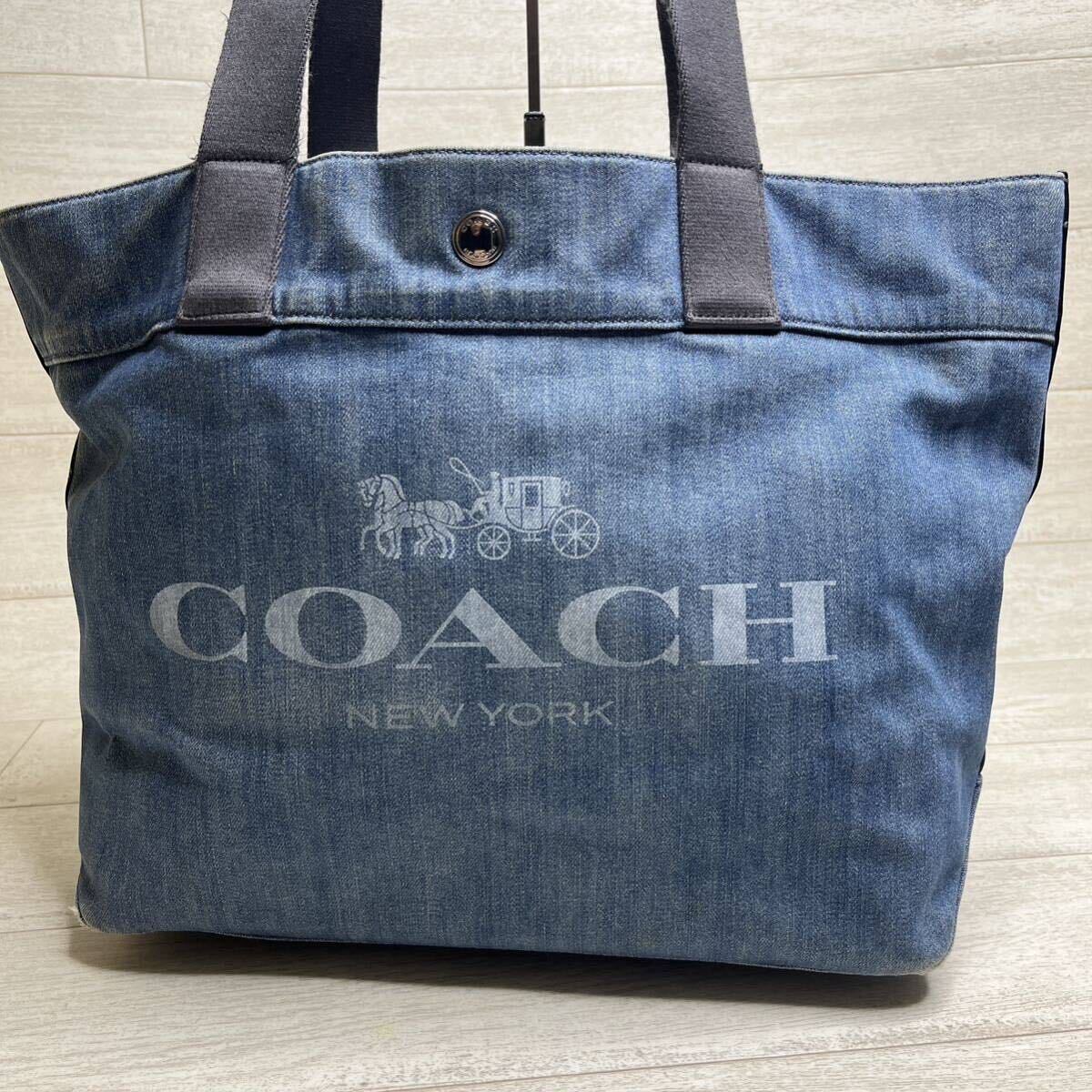 1円〜【入手困難品】コーチ COACH トートバッグ ビジネスバッグ ブリーフケース A4 2way レザー メンズ レディース デニム インディーゴ_画像2