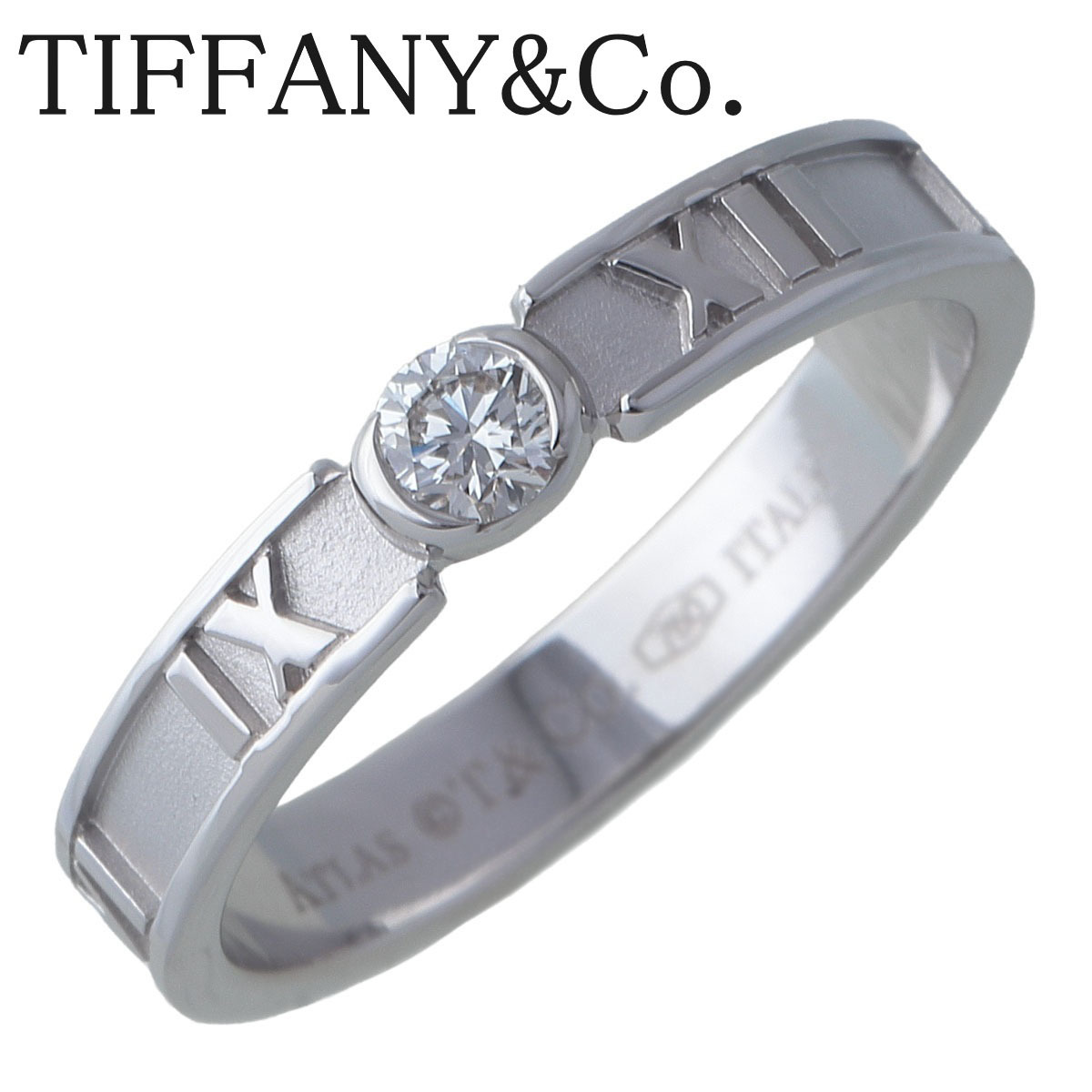  Tiffany Atlas diamond ring 10 number ~10.5 number 1PD 750WG new goods finishing settled TIFFANY[16648]