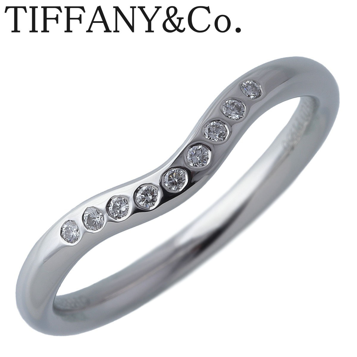 ティファニー ダイヤ リング カーブド 9PD 10号～10.5号 幅2.2mm PT950 新品仕上げ済 TIFFANY【17023】_画像1