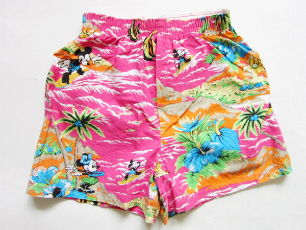  Vintage /90\'s/USA made /MICKEY UNLIMITED/ total pattern print / thin cotton / short pants / Mickey / Disney / shorts / Vintage /D137W