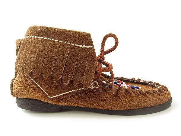  for children Canada made beads decoration attaching moccasin boots light brown group 15.5cmneitib folklore race style Kids child shoes d42-32-0147