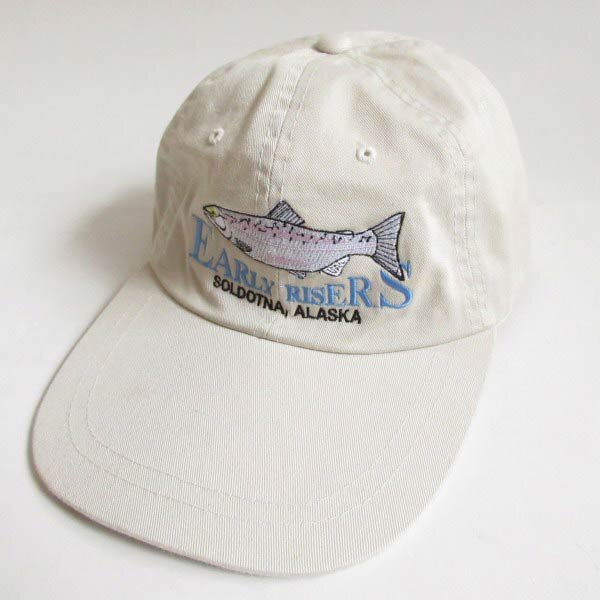 新品 EARLY RISERS 魚 刺繍 アイボリー系 ベースボール キャップ 釣り 帽子 デッドストック D147-41-0040XV_画像2