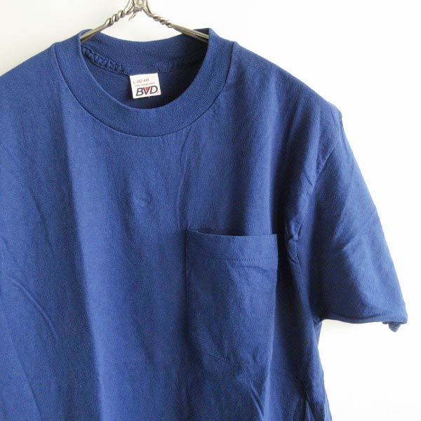 新品 80s USA製 BVD ポケット付き 半袖Tシャツ 青紺 M程度 シングルステッチ ポケT アメリカ製 ビンテージ デッドストック d143-01-0050ZVW_画像3