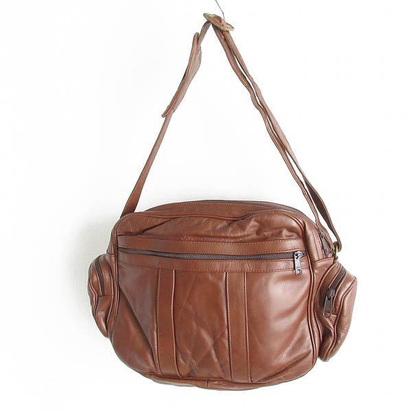  Vintage / leather / shoulder bag / light brown group / leather bag / original leather / Mexico made /D60-61-0042