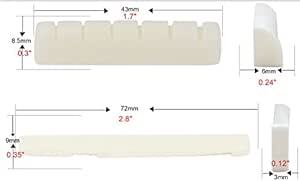 Luvay ギター ブリッジ ナット＆サドル 置換部品 真牛骨製 アコースティックギター用 ２セット４pcs 良く鳴る_画像3