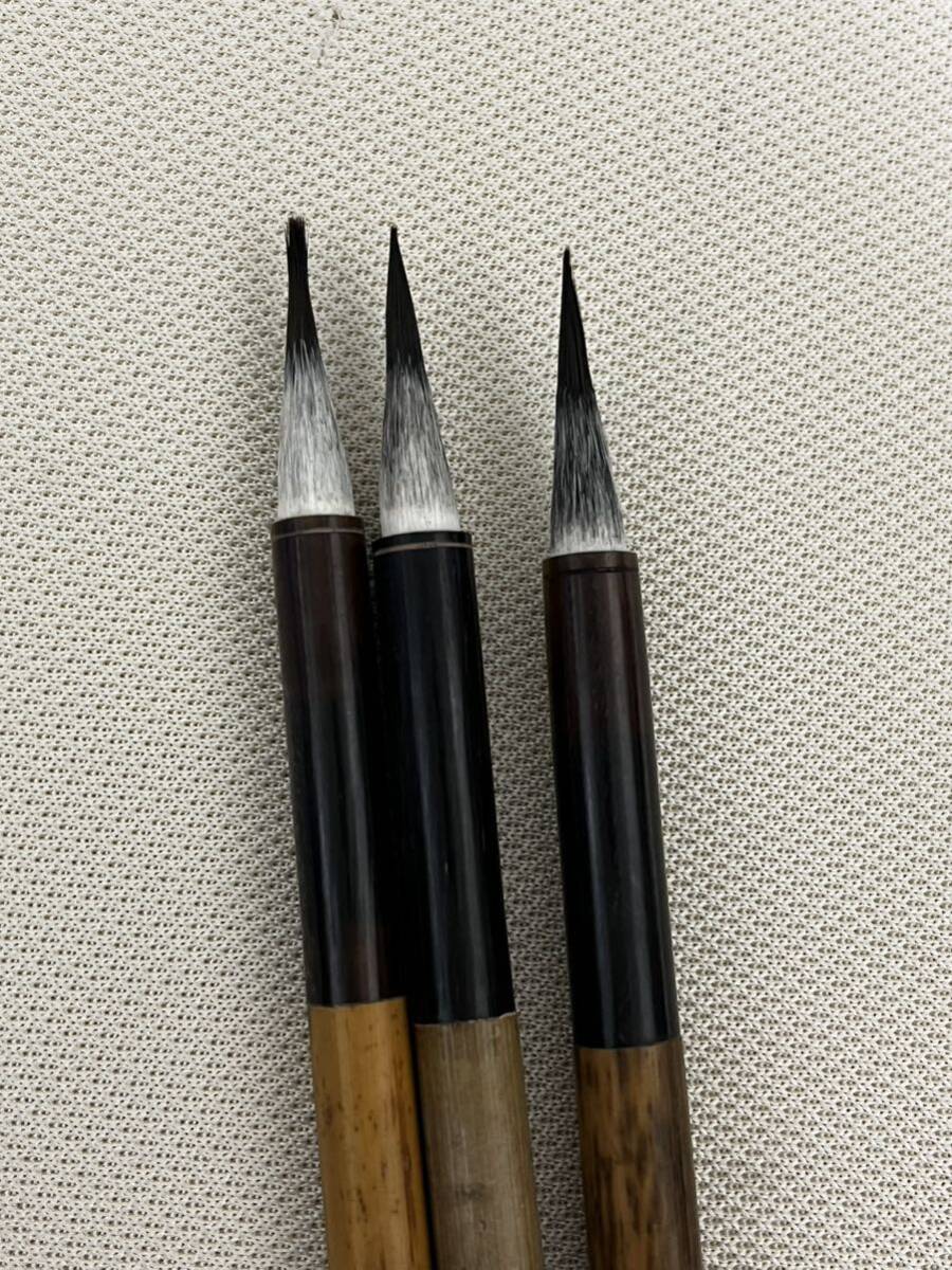  unused three writing brush Tang writing brush gold prefecture . paper tool small writing brush bamboo rod wool writing brush 