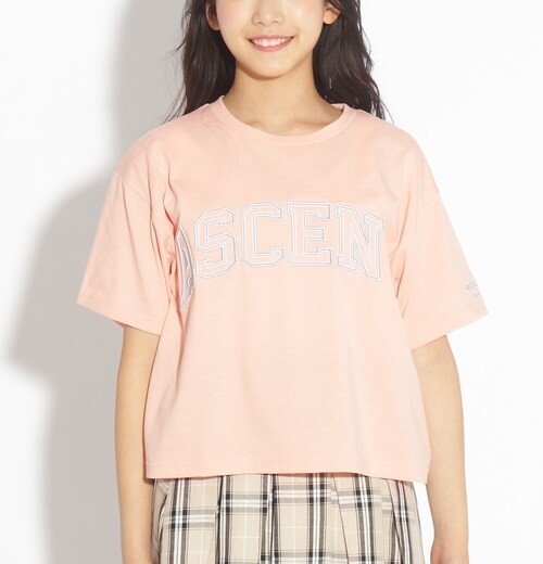 新品　PINK-latte【吸水速乾/洗濯物が乾きやすい】3Dロゴししゅうショート丈Tシャツ ピンク(072)　15(150cm)　定価2189円_画像1