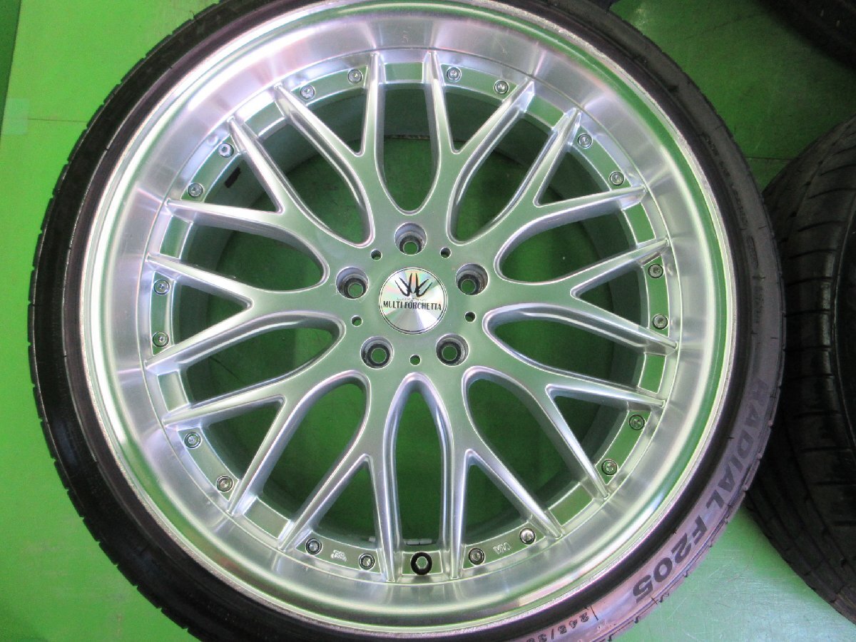 深リム!PCD114.3 LAXARNY MULTIFORCHETTA メッシュ 9j/+38 ハブ約73㎜ タイヤ 245/35R20 約9分山 製造21年22年 4本セット! 中古の画像4