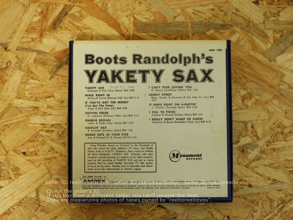 ＜再生確認済み＞「 BOOTS RANDOLPH'S YAKETY SAX! 」　オープンリール　７号　ミュージック　テープ_画像5