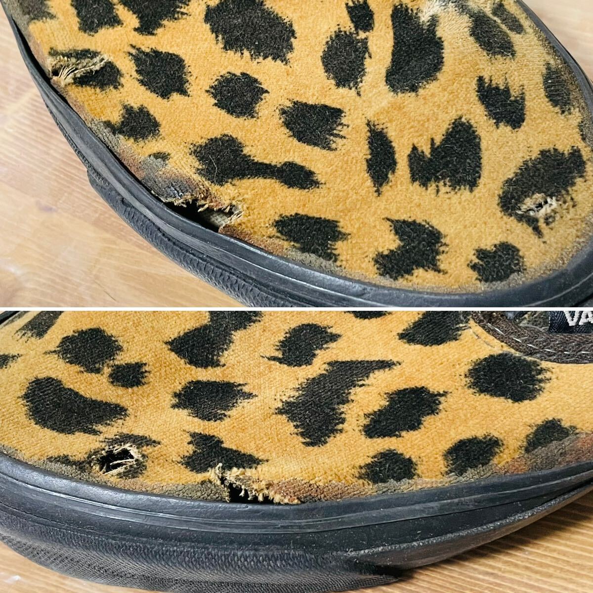 USA製VANS 中古スリッポン スニーカー ベルベットヒョウ柄 ソール27.5センチ アメリカ製 バンズ_画像7