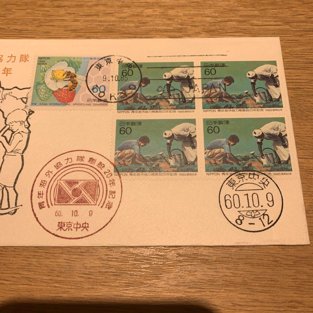 初日カバー 青年海外協力隊 創設20年記念郵便切手 昭和60年発行 日本風景社版の画像2