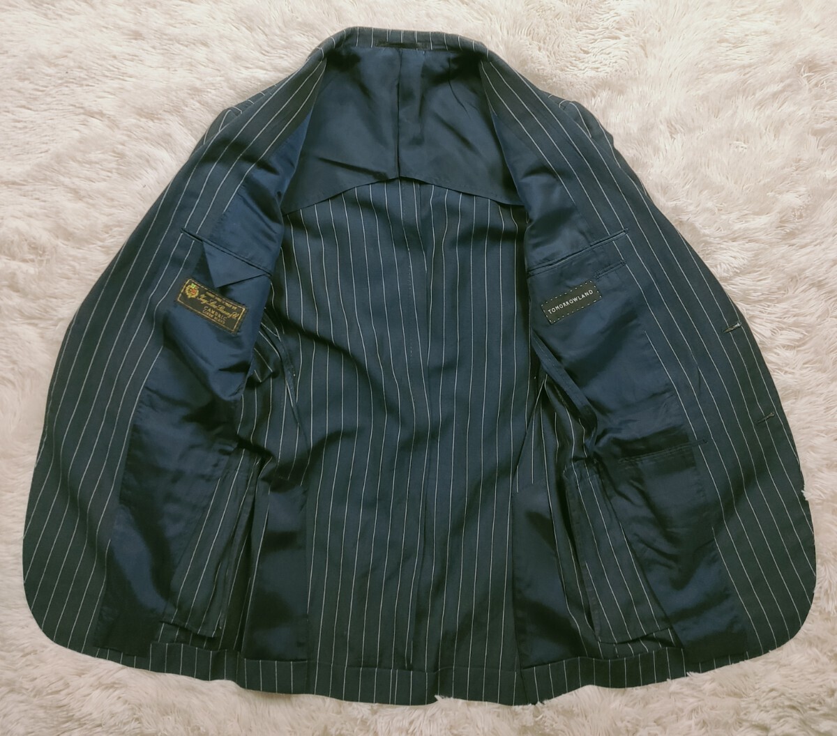 roro* Piaa -na× Tomorrowland tailored jacket [ size S~M corresponding ][ stripe ][ unlined in the back ][2B][ flax 45%][ side vent ]