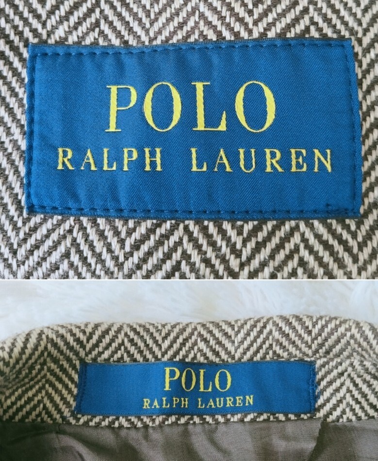 POLO RALPH LAUREN テーラードジャケット ヘリンボーン 背抜き 段返り【春夏素材】【極美品未使用級】【大きいサイズ XL相当 180/104A】