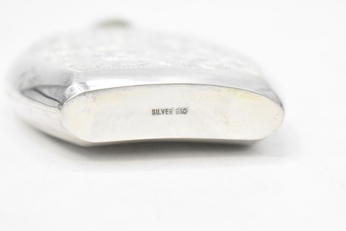 (774S 0415S15) １円～ ウイスキー スキットル 銀製 携帯ボトル silver950 シルバー レトロ アンティークの画像8