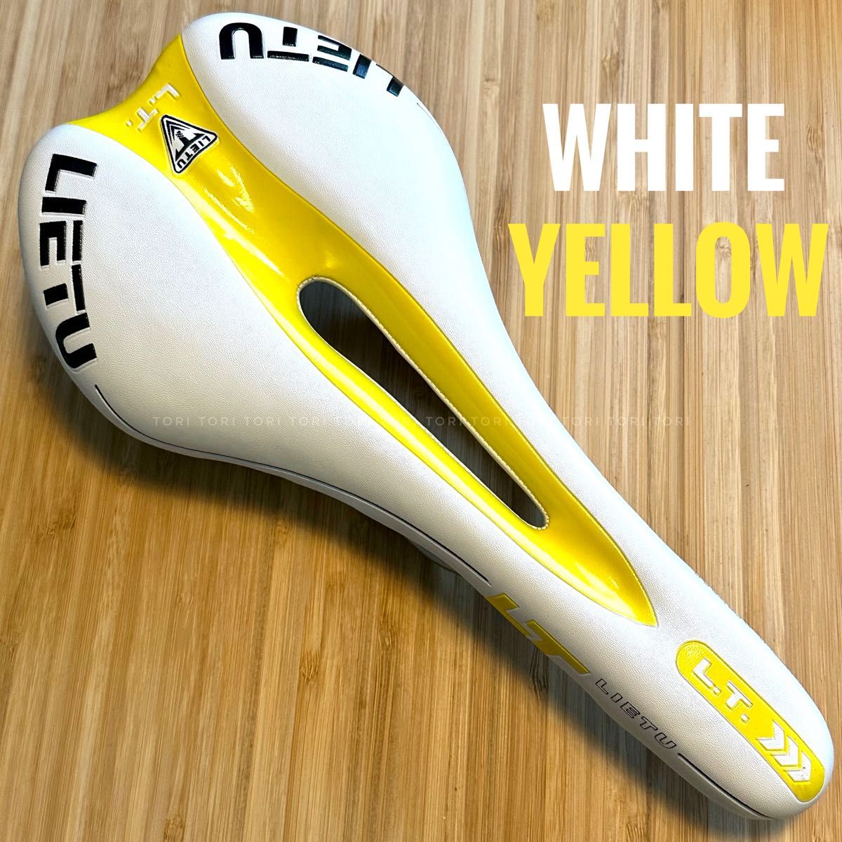 自転車 ロード クロス サドル スポーツサドル カラー ホワイト×イエロー