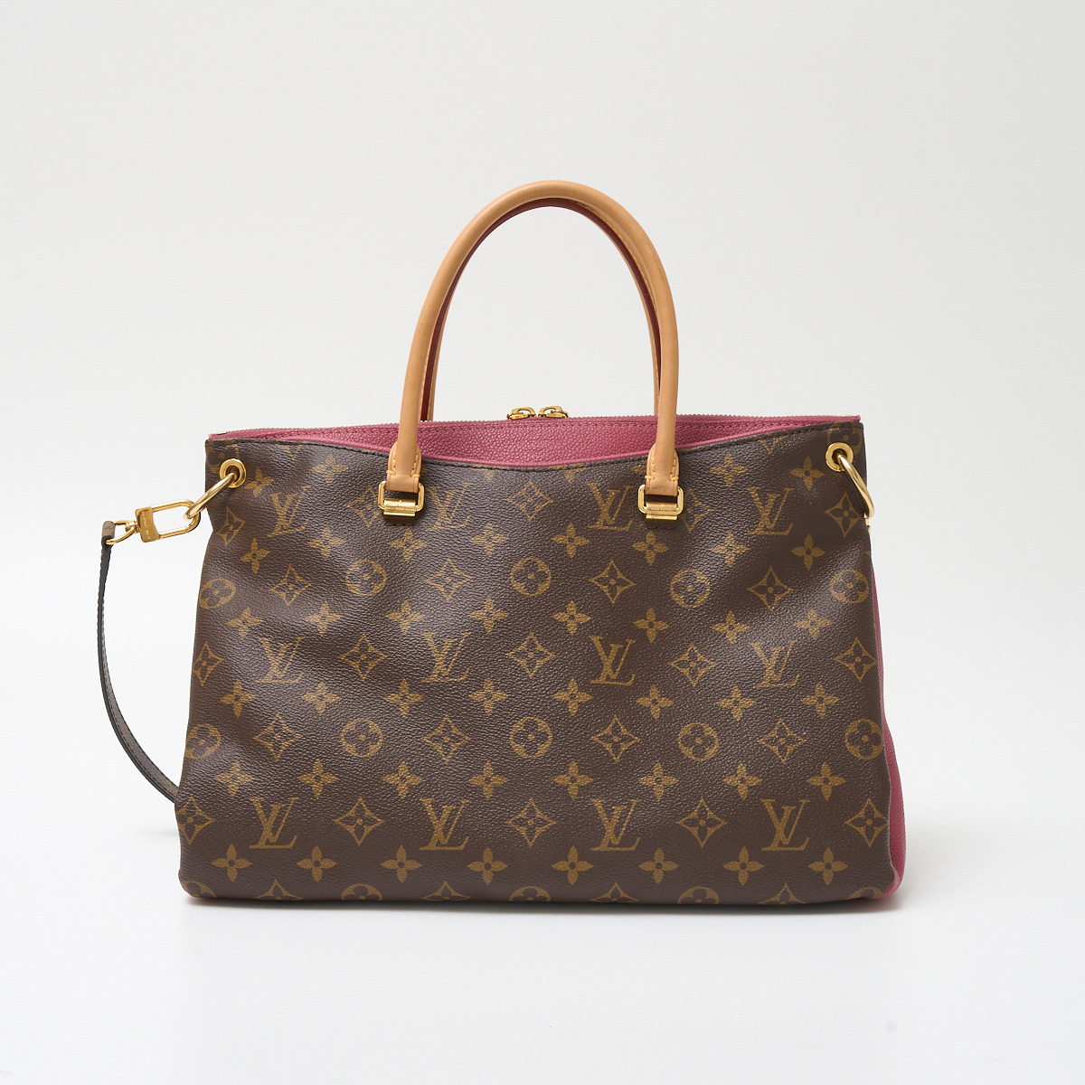 LOUIS VUITTON ルイヴィトン パラス M40906 ハンド ショルダーバッグ モノグラム・キャンバス×レザー ブラウン×オロール（ピンク）_画像3