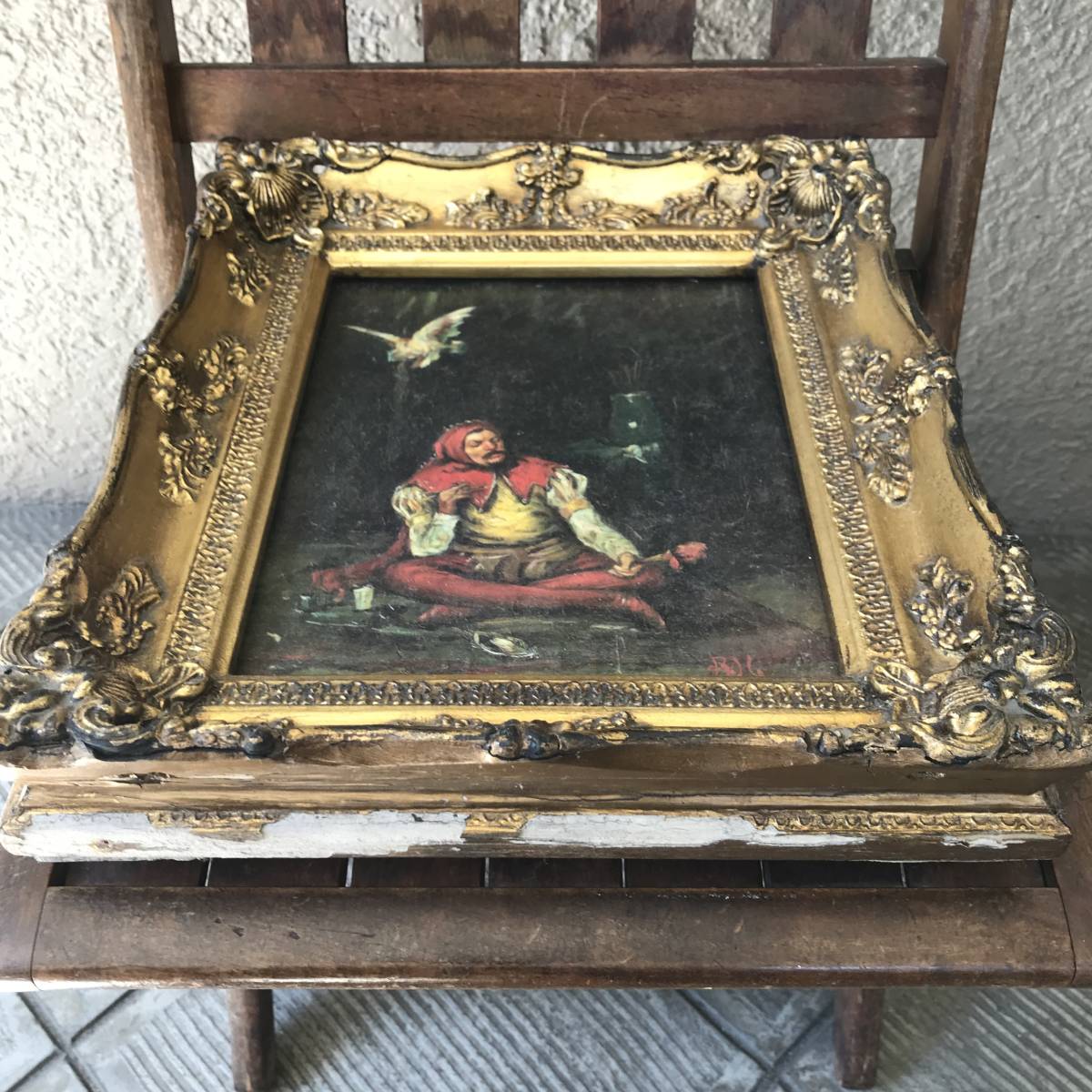  rare goods! Very Old 19 century antique picture oil painting piero road ../ America Europe Europe France middle ... city New York miscellaneous goods England 