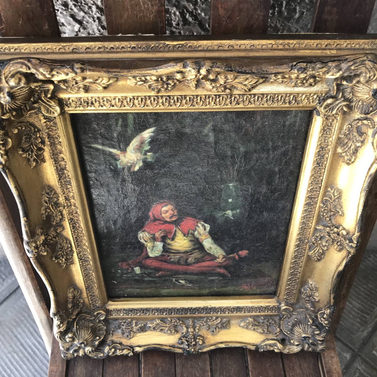 希少品! Very Old 19世紀 アンティーク 絵画 油彩 ピエロ道化師 希少品! Very Old 19世紀 アンティーク 絵画 油彩 ピエロ道化師