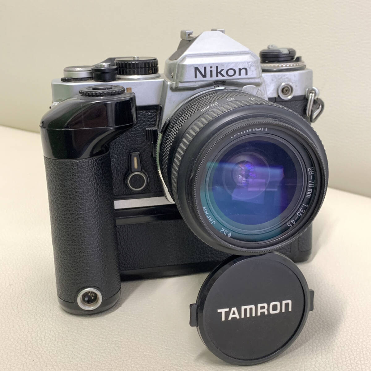 Nikon ニコン FE フィルム 一眼レフ カメラ TAMRON タムロン 28-70mm f3.5-4.5 ズーム レンズ モータードライブ セット ジャンク 1773_画像1