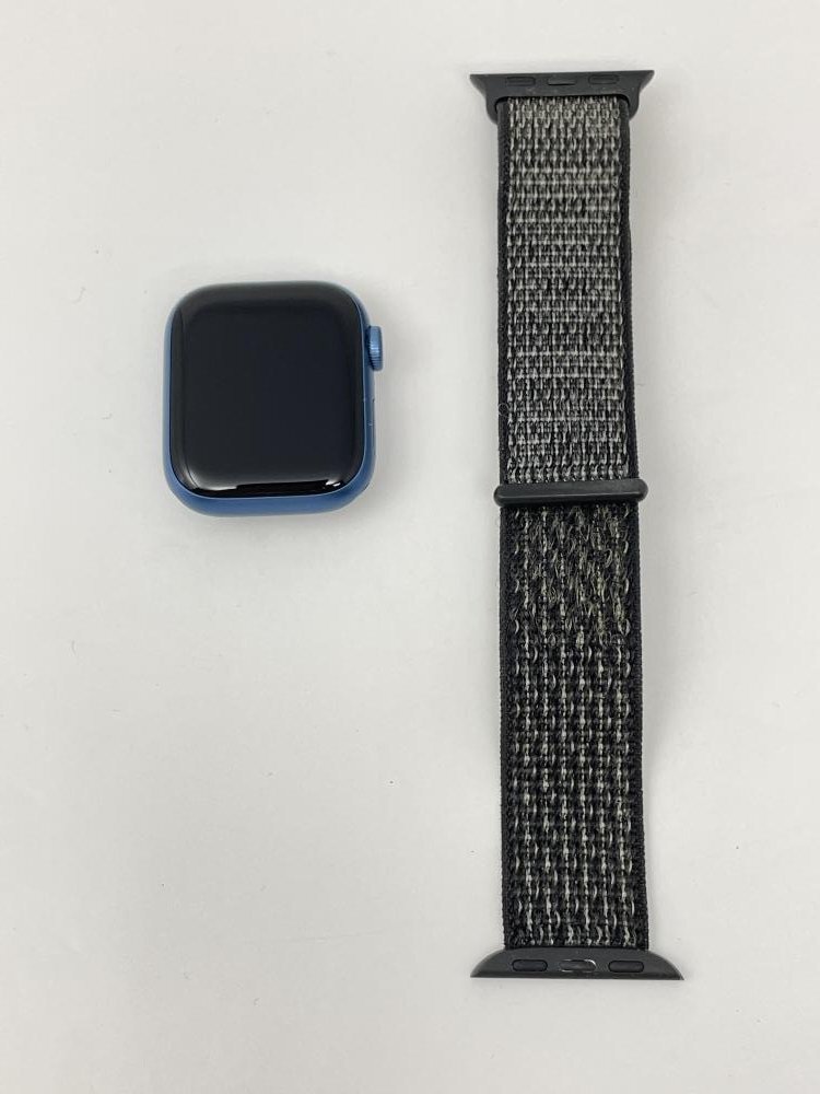 J105[ beautiful goods ] Apple Watch Series7 GPS 41mm blue aluminium case Nike sport loop battery 84%