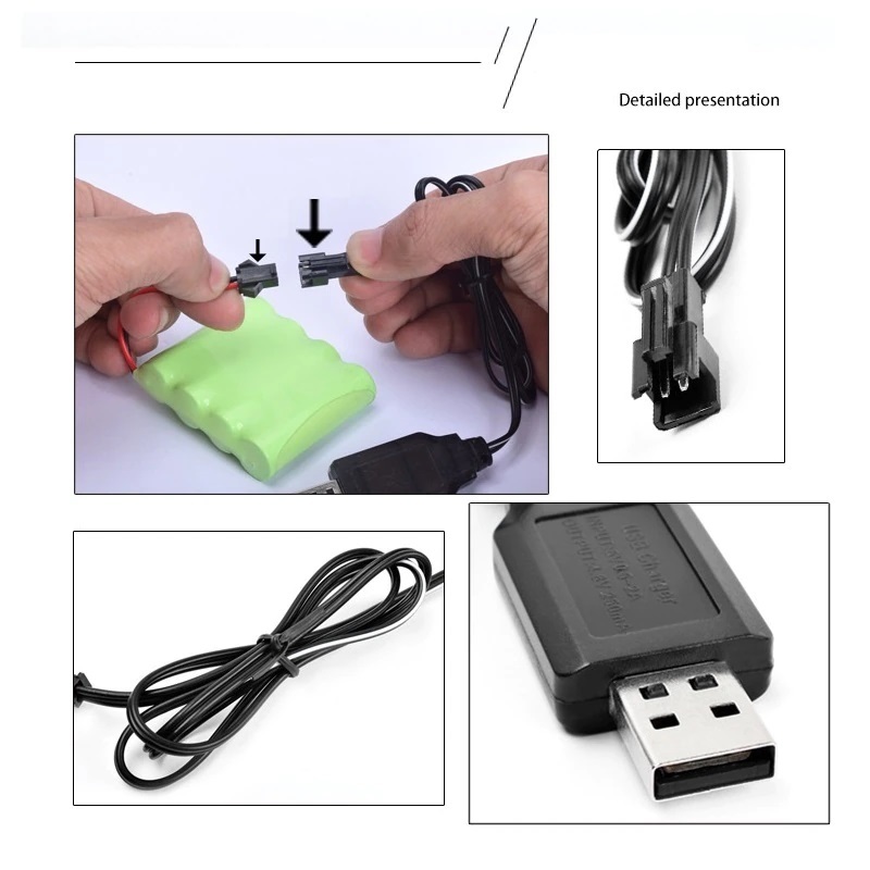 USB charger SM 2P plug 3.6V. Ni-CD / 3.6V nickel water element battery for 3.6V. USB charger immediate payment 